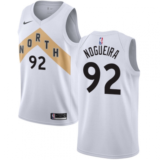 Men's Nike Toronto Raptors #92 Lucas Nogueira Swingman White NBA Jersey - City Edition - Ujersey