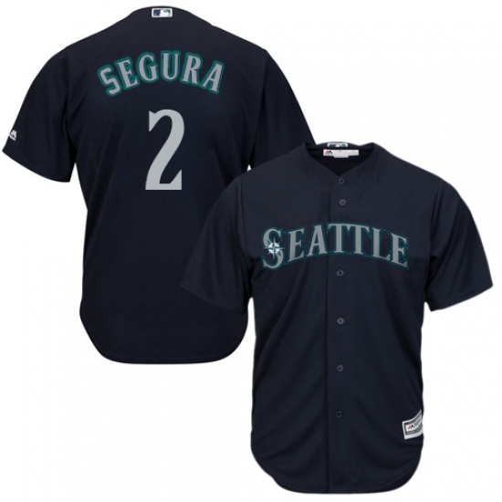 Men's Majestic Seattle Mariners #2 Jean Segura Replica Navy Blue Alternate 2 Cool Base MLB Jersey