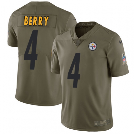 Youth Nike Pittsburgh Steelers #4 Jordan Berry Limited Olive 2017 Salute to Service NFL Jersey - Ujersey