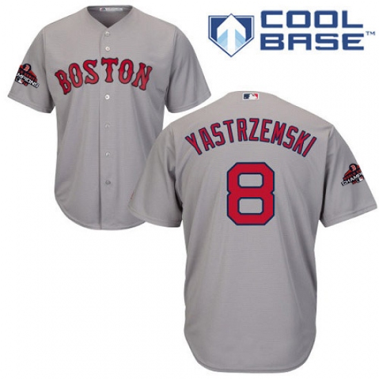 Youth Majestic Boston Red Sox #8 Carl Yastrzemski Authentic Grey Road Cool Base 2018 World Series Champions MLB Jersey - Ujersey