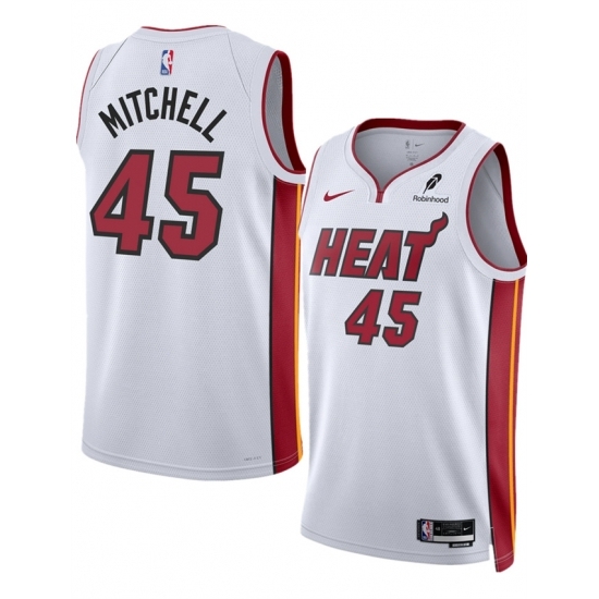 Men's Miami Heat #45 Davion Mitchell White 2025 Association Edition Swingman Stitched Basketball Jersey - Ujersey
