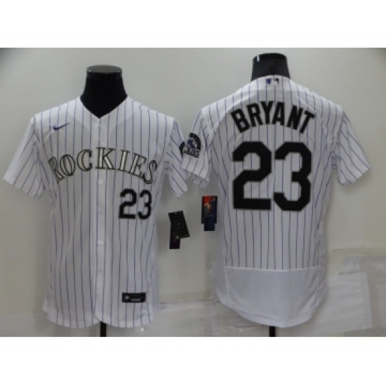 Men's Colorado Rockies #23 Kris Bryant White Stitched MLB Flex Base Nike Jersey - Ujersey