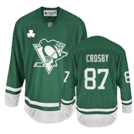 Youth Reebok Pittsburgh Penguins #87 Sidney Crosby Premier Green St Patty's Day NHL Jersey - Ujersey