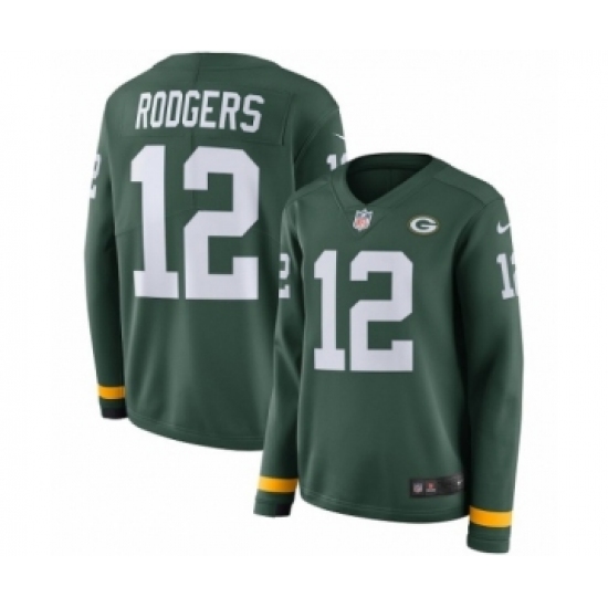 Youth Nike Green Bay Packers #12 Aaron Rodgers Limited Green Therma Long Sleeve NFL Jersey - Ujersey