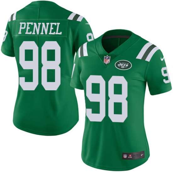 Women's Nike New York Jets #98 Mike Pennel Limited Green Rush Vapor Untouchable NFL Jersey - Ujersey