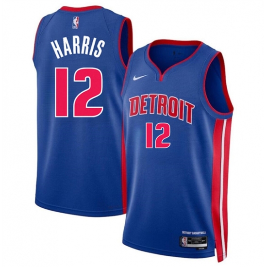 Men's Detroit Pistons #12 Tobias Harris Blue 2024 Icon Edition Stitched Jersey - Ujersey