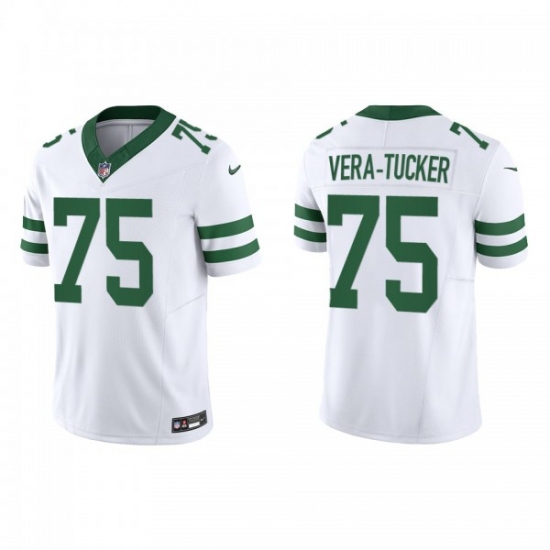 Men's Nike New York Jets #75 Alijah Vera-Tucker White 2023 F.U.S.E. Vapor Limited Throwback Stitched Football Jersey - Ujersey
