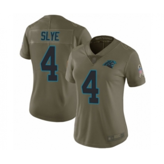 Women's Carolina Panthers #4 Joey Slye Limited Olive 2017 Salute to Service Football Jersey - Ujersey