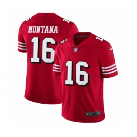 Men's San Francisco 49ers #16 Joe Montana Limited Red Rush Vapor Untouchable Football Jerseys - Ujersey