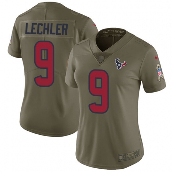 Women's Nike Houston Texans #9 Shane Lechler Limited Olive 2017 Salute to Service NFL Jersey - Ujersey