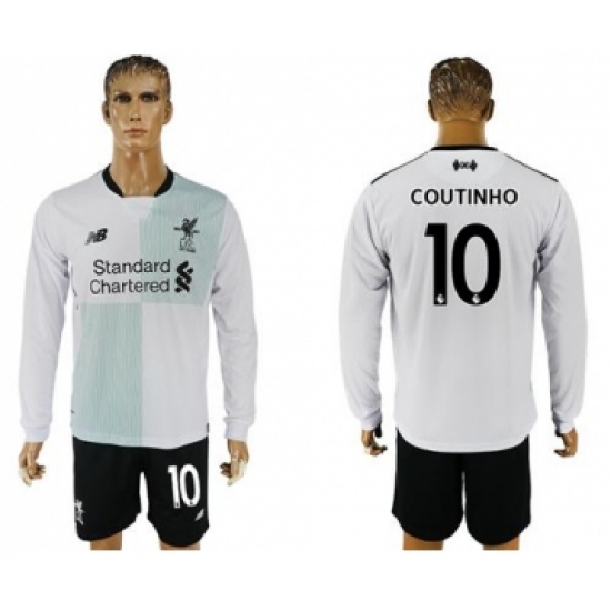 Liverpool #10 Coutinho Away Long Sleeves Soccer Club Jersey