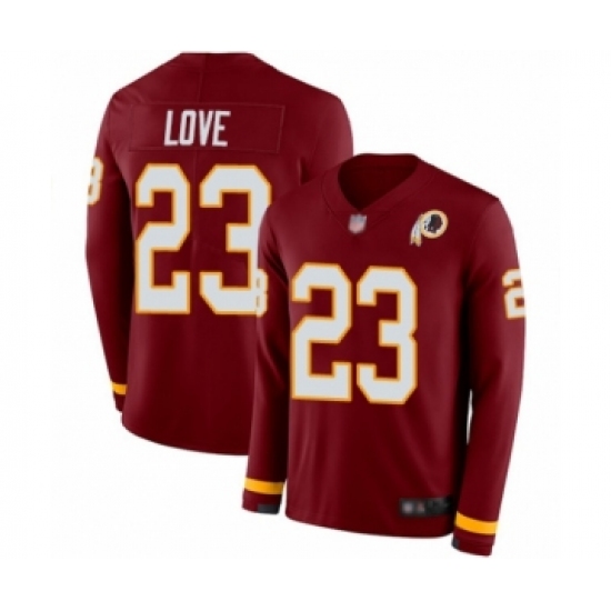 Men's Washington Redskins #23 Bryce Love Limited Burgundy Therma Long Sleeve Football Jersey