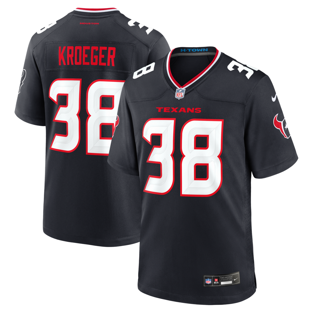Men's Houston Texans Kai Kroeger Nike Navy Team Game Jersey - Ujersey NHL