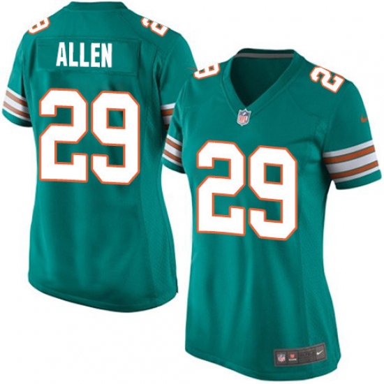 Women's Nike Miami Dolphins #29 Nate Allen Game Aqua Green Alternate NFL Jersey - Ujersey