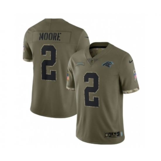 Men's Carolina Panthers #2 D. Moore 2022 Olive Salute To Service Limited Stitched Jersey - Ujersey