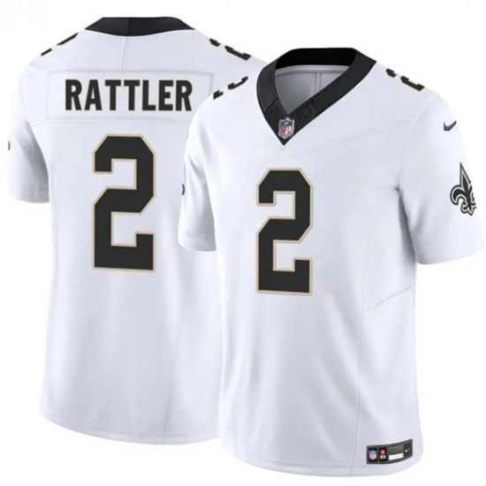 Men's New Orleans Saints #2 Spencer Rattler White 2025 F.U.S.E Vapor Limited Football Stitched Jersey - Ujersey