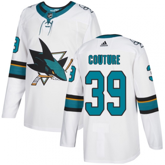 Men's Adidas San Jose Sharks #39 Logan Couture White Road Authentic Stitched NHL Jersey - Ujersey