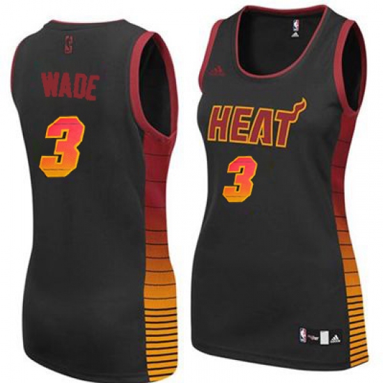 Women's Adidas Miami Heat #3 Dwyane Wade Swingman Black Vibe NBA Jersey - Ujersey