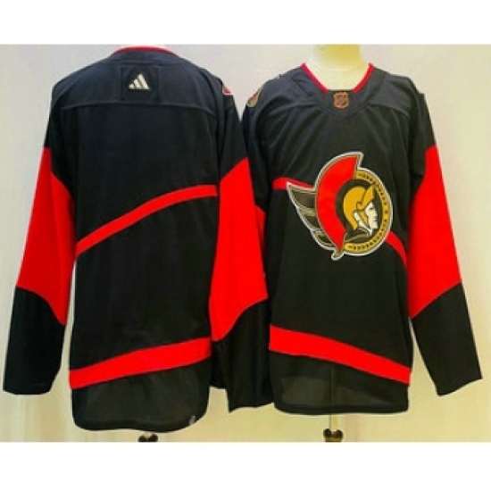 Men's Ottawa Senators Blank Black 2022 Reverse Retro Authentic Jersey - Ujersey