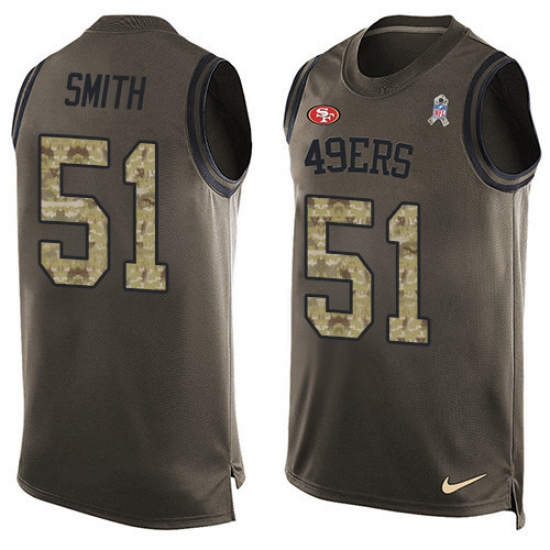 Men's Nike San Francisco 49ers #51 Malcolm Smith Limited Green Salute to Service Tank Top NFL Jersey - Ujersey