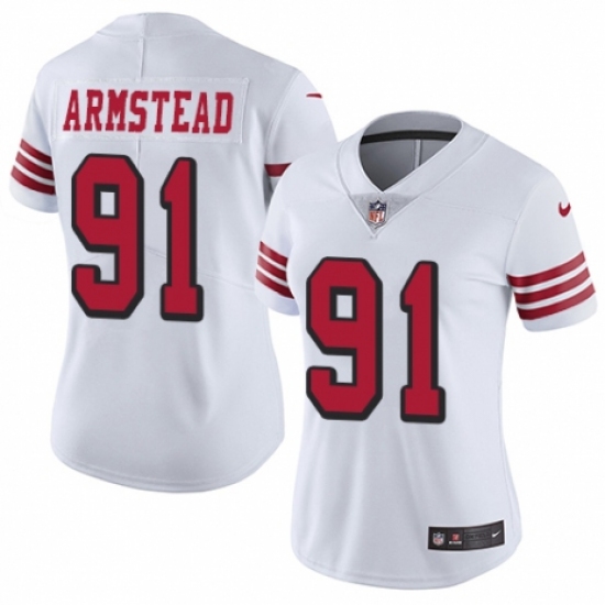 Women's Nike San Francisco 49ers #91 Arik Armstead Limited White Rush Vapor Untouchable NFL Jersey - Ujersey
