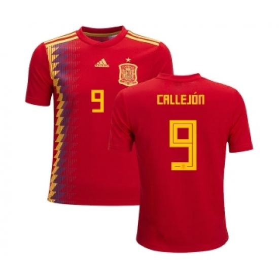 Spain #9 Callejon Red Home Kid Soccer Country Jersey