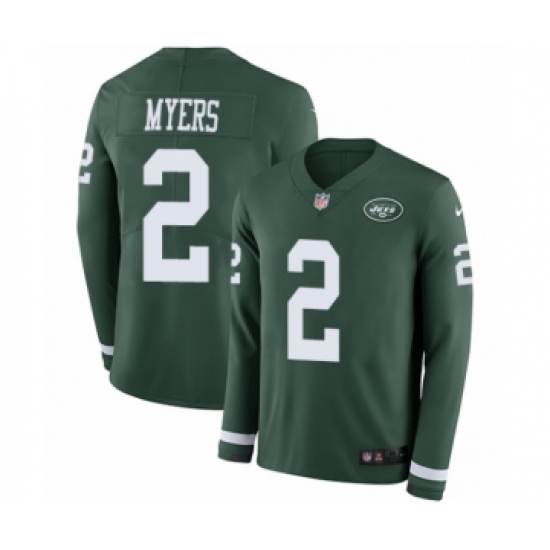 Youth Nike New York Jets #2 Jason Myers Limited Green Therma Long Sleeve NFL Jersey - Ujersey