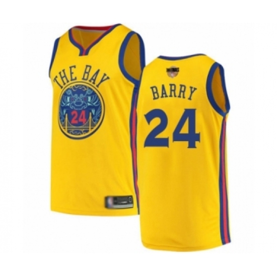 Men's Golden State Warriors #24 Rick Barry Swingman Gold 2019 Basketball Finals Bound Basketball Jersey - City Edition - Ujersey