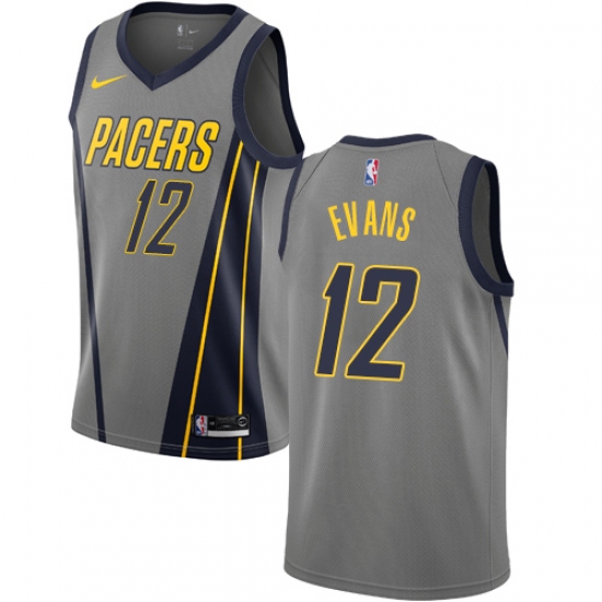 Men's Nike Indiana Pacers #12 Tyreke Evans Swingman Gray NBA Jersey - City Edition - Ujersey