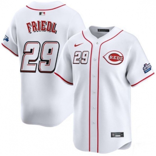 Men's Cincinnati Reds #29 TJ Friedl White 2025 Speedway Classic Home Limited Stitched Baseball Jersey - Ujersey