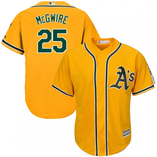 Men's Majestic Oakland Athletics #25 Mark McGwire Replica Gold Alternate 2 Cool Base MLB Jersey - Ujersey
