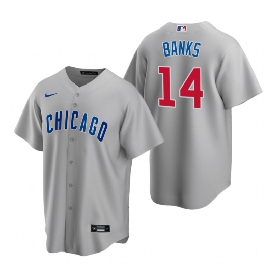 Men's Nike Chicago Cubs #14 Ernie Banks Gray Road Stitched Baseball Jersey - Ujersey