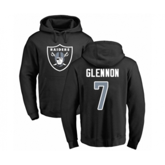 Football Oakland Raiders #7 Mike Glennon Black Name & Number Logo Pullover Hoodie - Ujersey