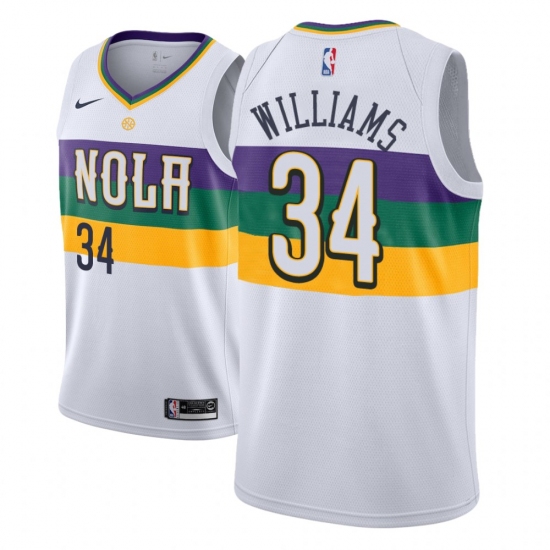 Men NBA 2018-19 New Orleans Pelicans #34 Kenrich Williams City Edition White Jersey - Ujersey