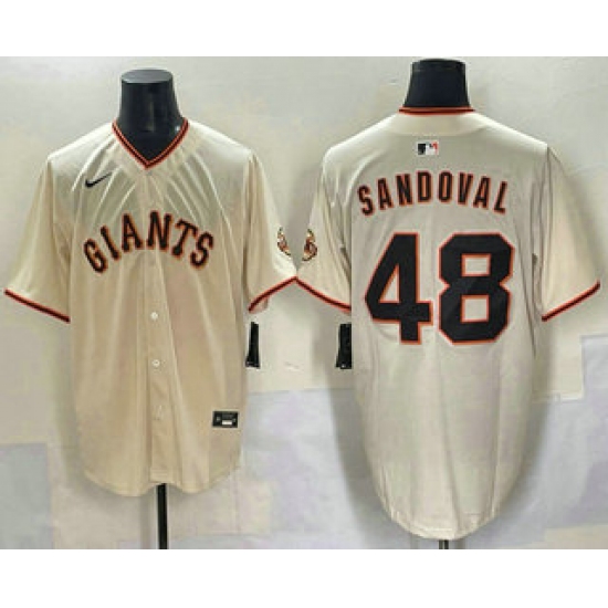 Men's San Francisco Giants #48 Pablo Sandoval Cream Limited Stitched Jersey - Ujersey
