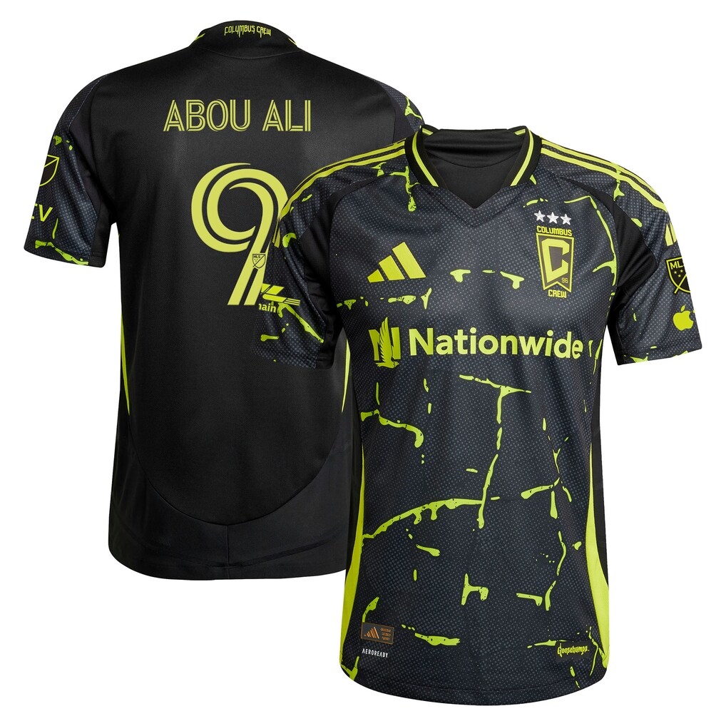 Men's Columbus Crew Wessam Abou Ali adidas Black 2025 The Goosebumps Kit On-Field Authentic Jersey - Ujersey
