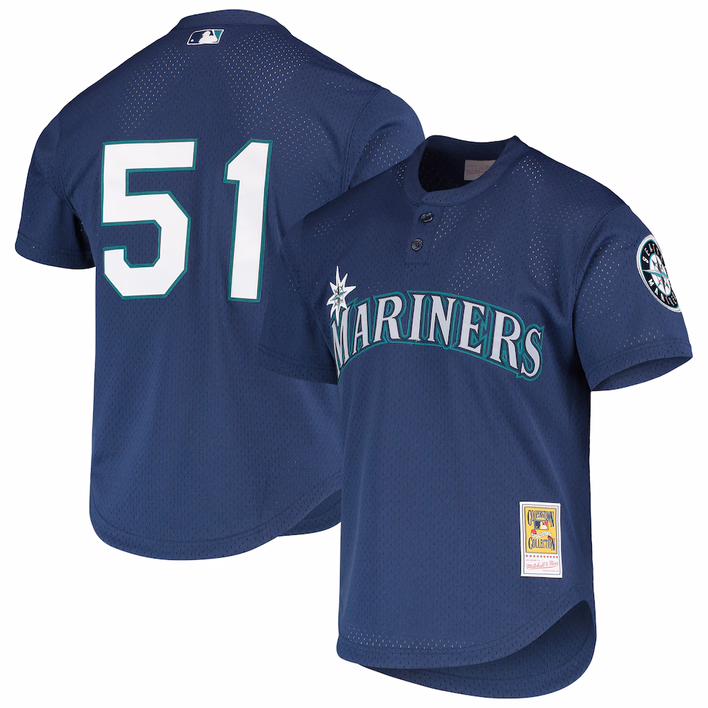 Men's Seattle Mariners Ichiro Suzuki Mitchell & Ness Navy Authentic Batting Practice Jersey - Ujersey