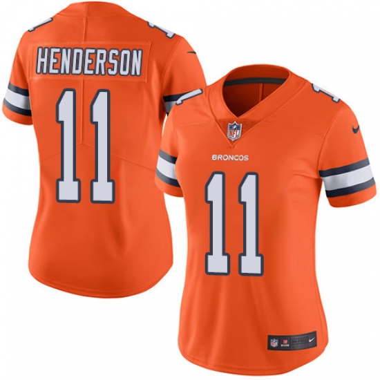 Women's Nike Denver Broncos #11 Carlos Henderson Limited Orange Rush Vapor Untouchable NFL Jersey - Ujersey
