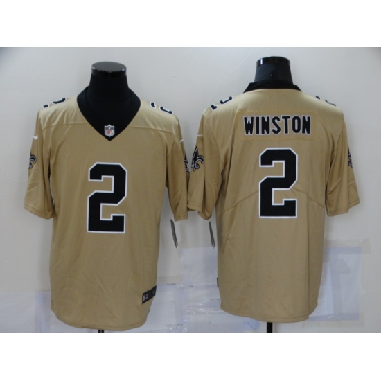 Men's New Orleans Saints #2 Jameis Winston Gold Limited Jersey - Ujersey