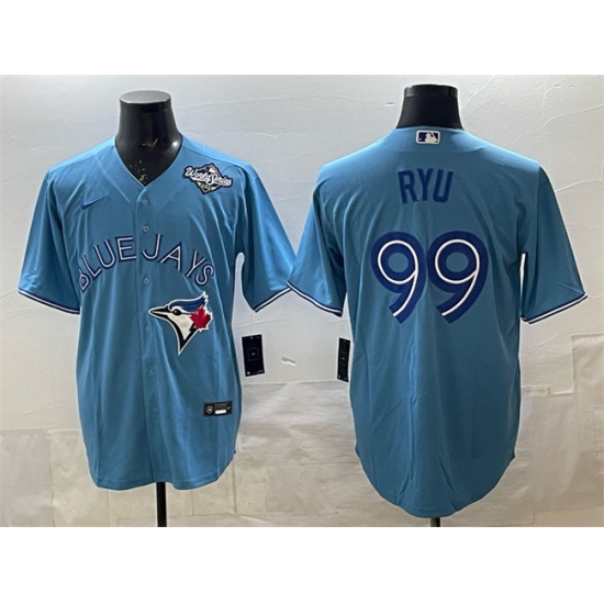 Men's Toronto Blue Jays #99 Hyun-jin Ryu Blue 2025 World Series Cool Base Stitched Baseball Jersey - Ujersey