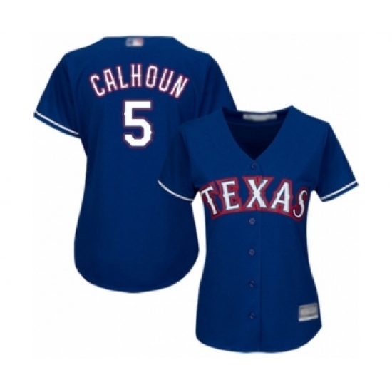 Women's Texas Rangers #5 Willie Calhoun Authentic Royal Blue Alternate 2 Cool Base Baseball Player Jersey