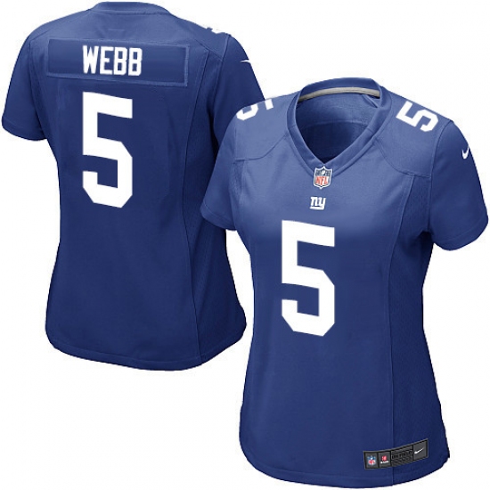 Women's Nike New York Giants #5 Davis Webb Game Royal Blue Team Color NFL Jersey - Ujersey