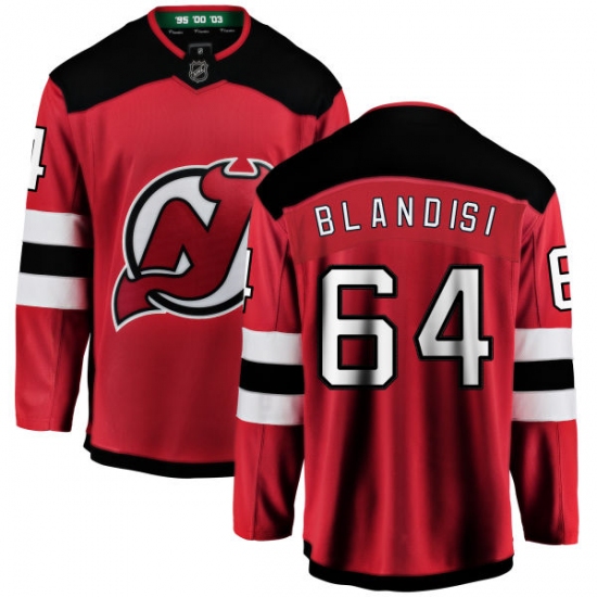 Youth New Jersey Devils #64 Joseph Blandisi Fanatics Branded Red Home Breakaway NHL Jersey - Ujersey
