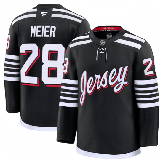 Men's New Jersey Devils #28 Timo Meier Black 2024-25 Alternate Stitched Hockey Jersey - Ujersey