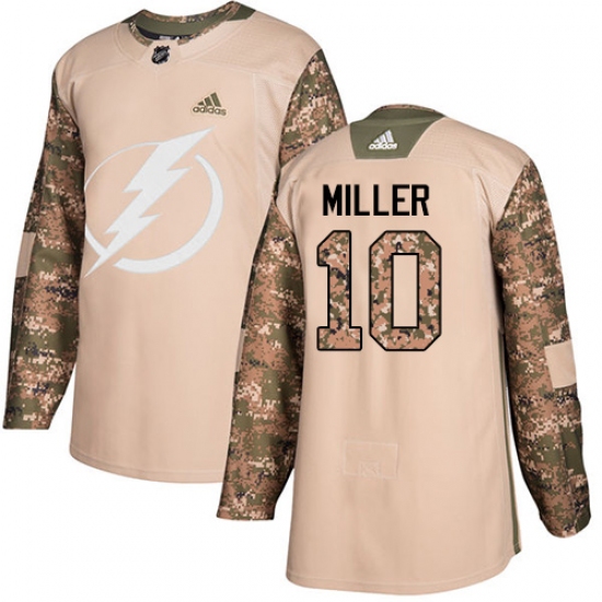 Men's Adidas Tampa Bay Lightning #10 J.T. Miller Authentic Camo Veterans Day Practice NHL Jersey - Ujersey