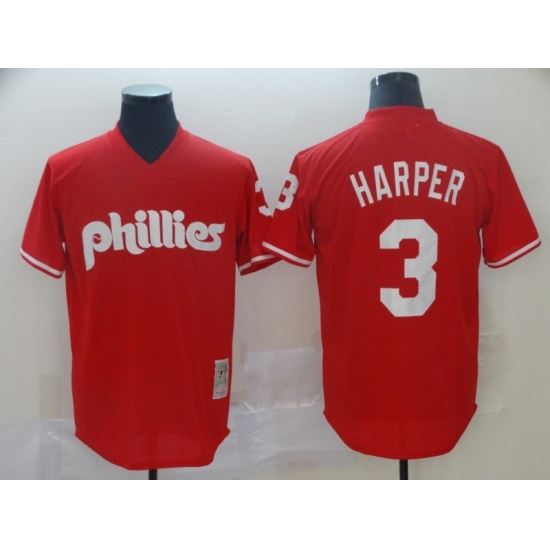 Men's Philadelphia Phillies #3 Bryce Harper Red Alternate Stitched Baseball Jersey - Ujersey