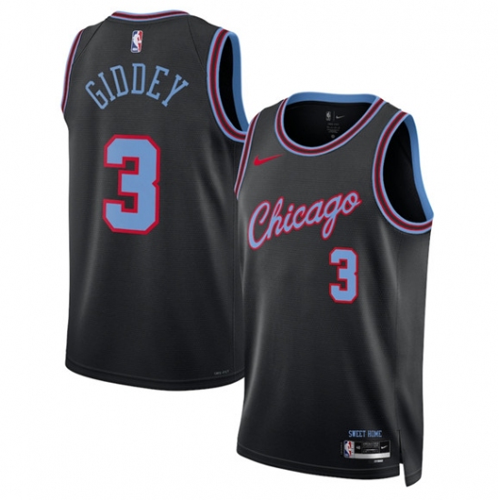 Men's Chicago Bulls #3 Josh Giddey Black 2025-26 City Edition Swingman Stitched Basketball Jersey - Ujersey