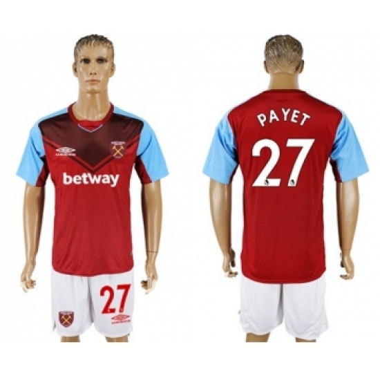 West Ham United #27 Payet Home Soccer Club Jersey