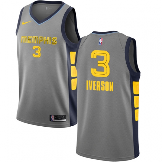 Women's Nike Memphis Grizzlies #3 Allen Iverson Swingman Gray NBA Jersey - City Edition - Ujersey