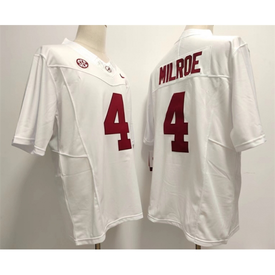 Men's Alabama Crimson Tide #4 Jalen Milroe White 2023 F.U.S.E. Stitched Football Jersey - Ujersey